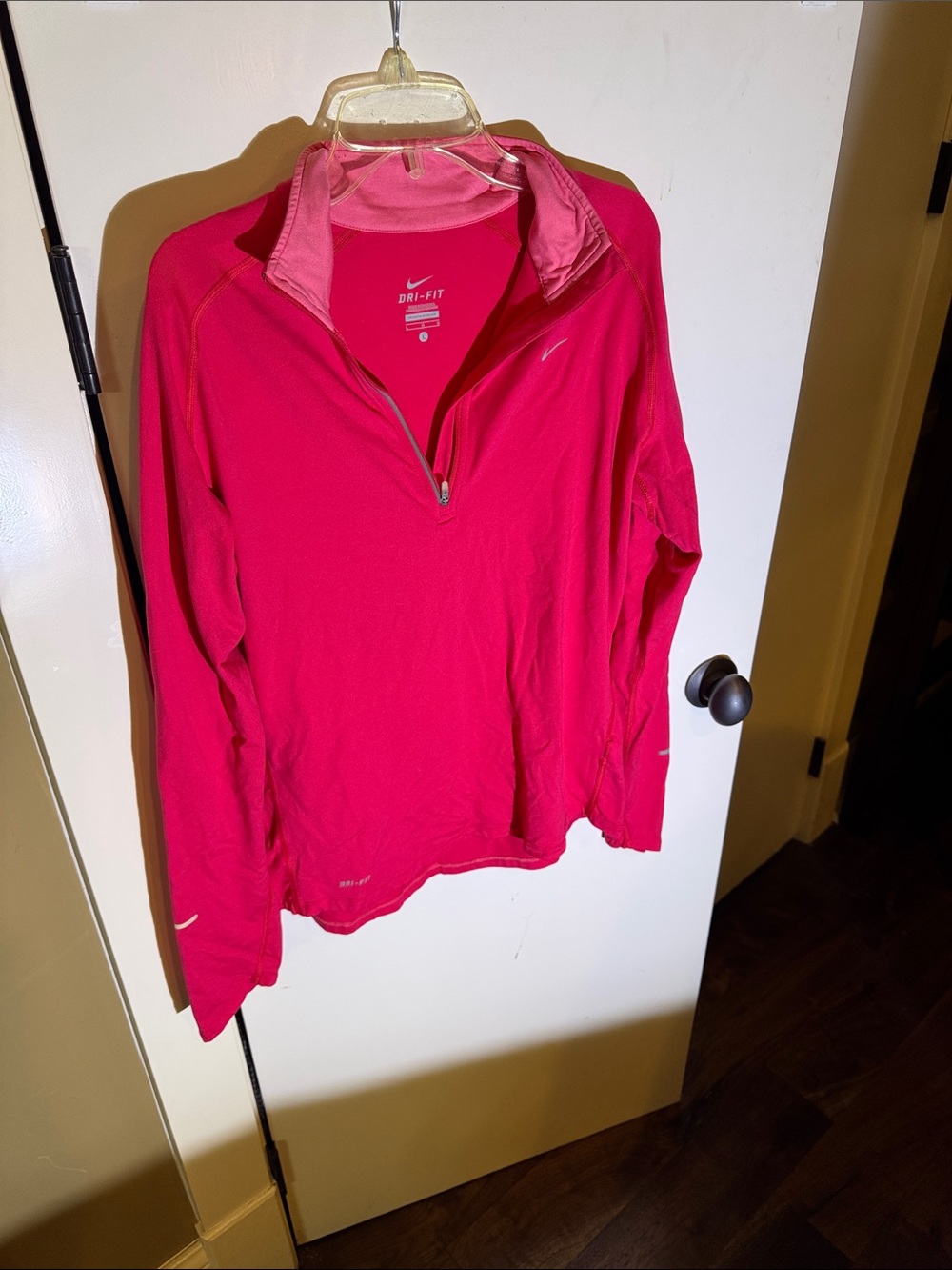 Nike Women's Hot Pink Half-Zip Dri-FIT Long Sleeve Top